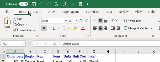 is the excel menu bar the same excel for pc and mac